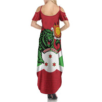 Personalized Burundi Family Matching Summer Maxi Dress and Hawaiian Shirt Lion and Coat Of Arms - Flag Style