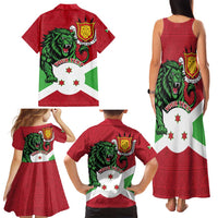 Personalized Burundi Family Matching Tank Maxi Dress and Hawaiian Shirt Lion and Coat Of Arms - Flag Style