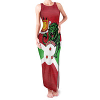 Personalized Burundi Family Matching Tank Maxi Dress and Hawaiian Shirt Lion and Coat Of Arms - Flag Style