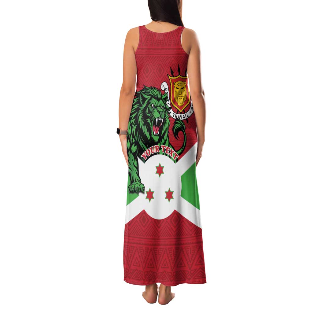 Personalized Burundi Family Matching Tank Maxi Dress and Hawaiian Shirt Lion and Coat Of Arms - Flag Style