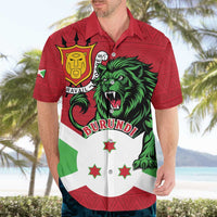 Personalized Burundi Hawaiian Shirt Lion and Coat Of Arms - Flag Style