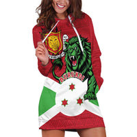 Personalized Burundi Hoodie Dress Lion and Coat Of Arms - Flag Style