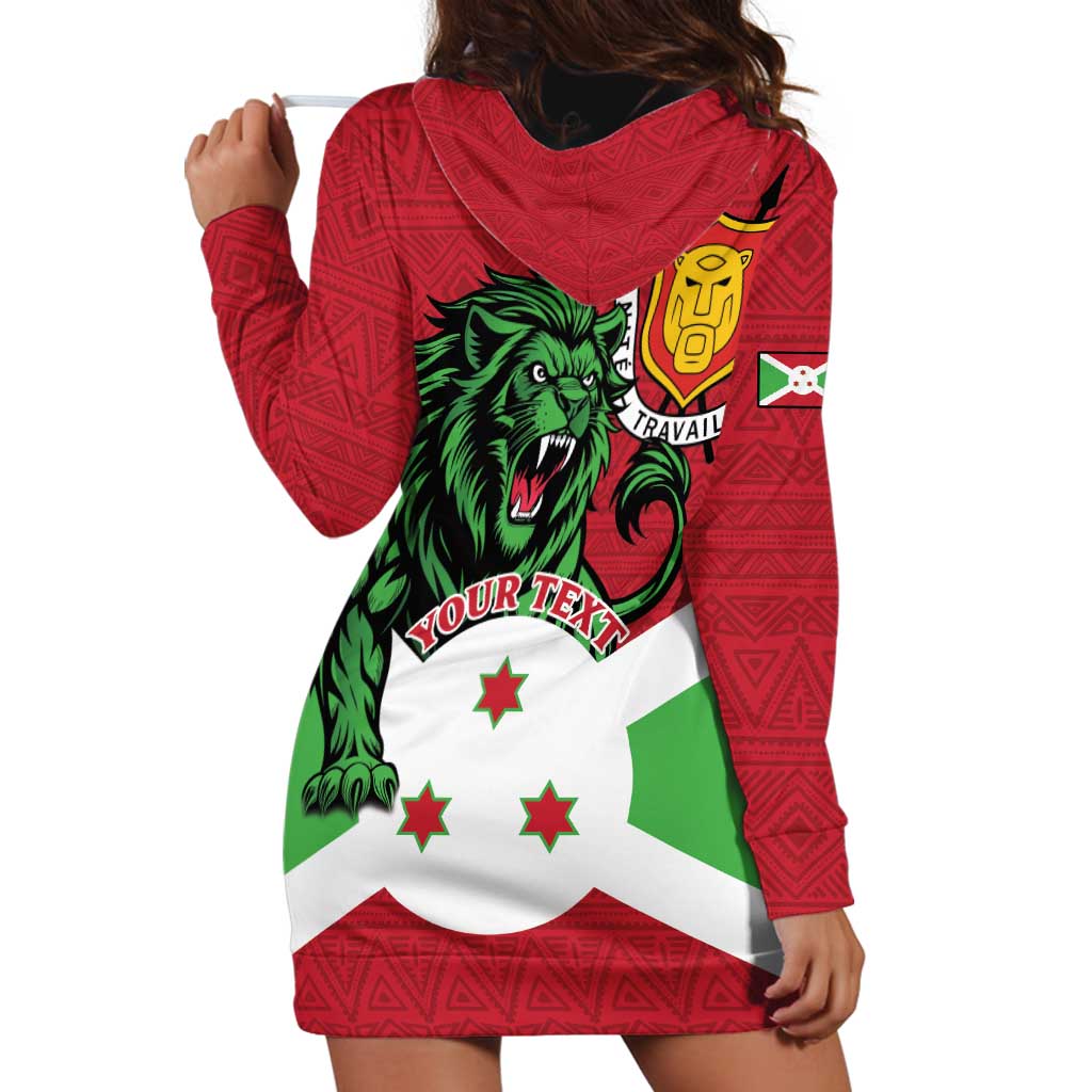 Personalized Burundi Hoodie Dress Lion and Coat Of Arms - Flag Style