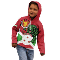Personalized Burundi Kid Hoodie Lion and Coat Of Arms - Flag Style