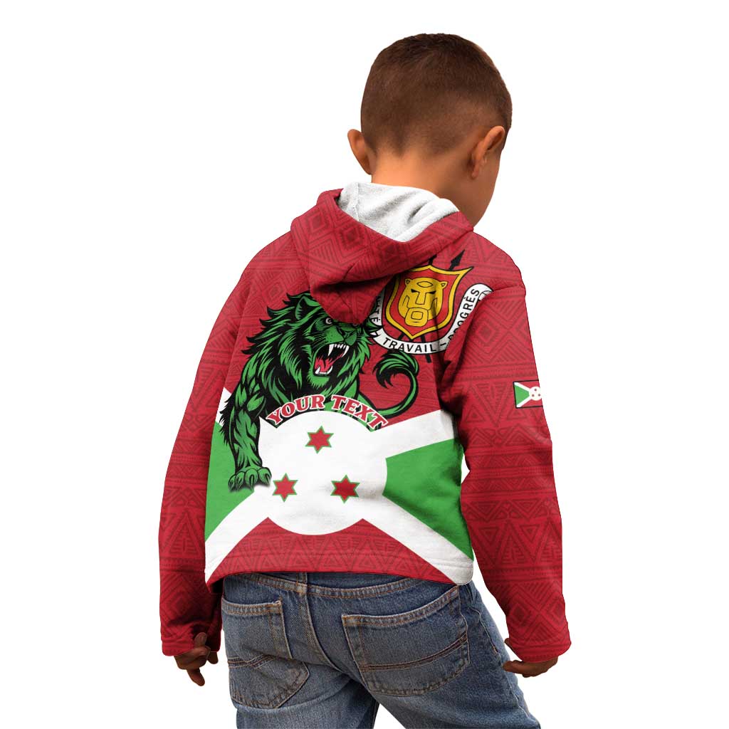 Personalized Burundi Kid Hoodie Lion and Coat Of Arms - Flag Style