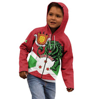 Personalized Burundi Kid Hoodie Lion and Coat Of Arms - Flag Style