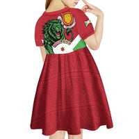 Personalized Burundi Kid Short Sleeve Dress Lion and Coat Of Arms - Flag Style