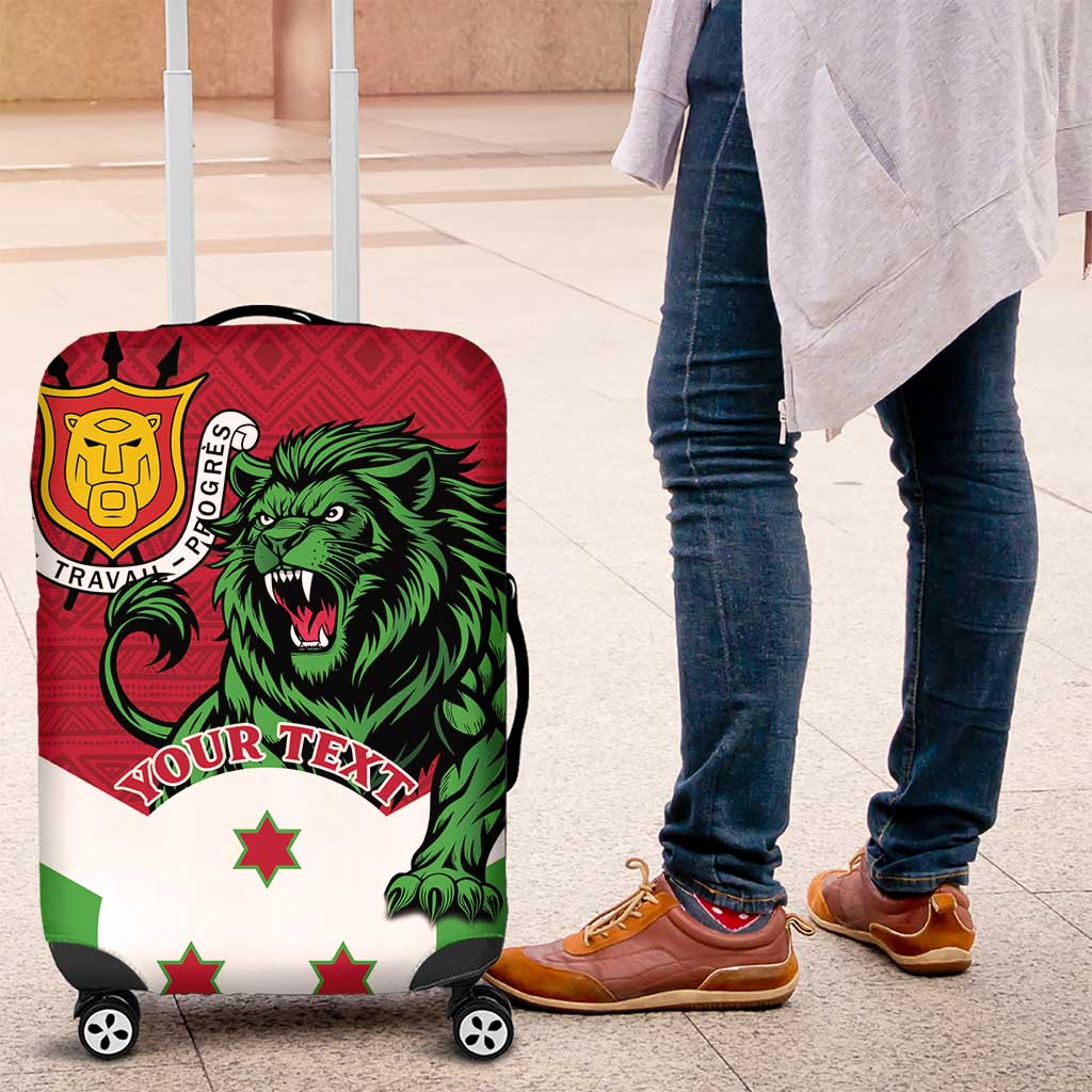 Personalized Burundi Luggage Cover Lion and Coat Of Arms - Flag Style