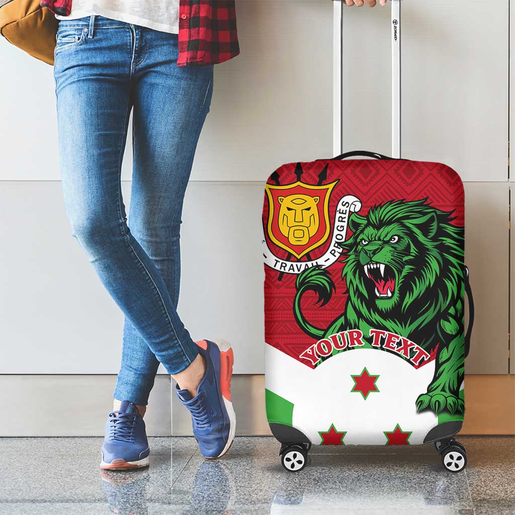 Personalized Burundi Luggage Cover Lion and Coat Of Arms - Flag Style
