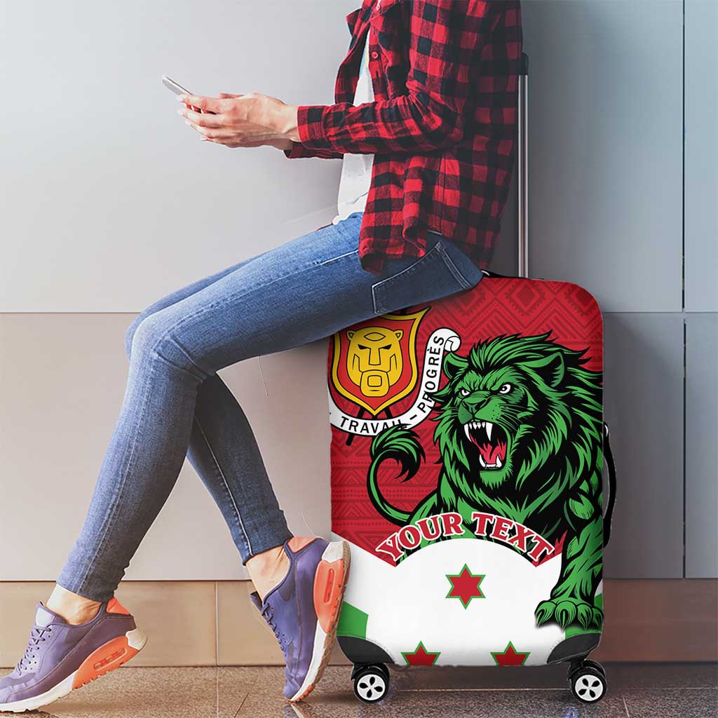 Personalized Burundi Luggage Cover Lion and Coat Of Arms - Flag Style