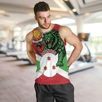 Personalized Burundi Men Tank Top Lion and Coat Of Arms - Flag Style