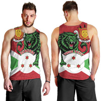 Personalized Burundi Men Tank Top Lion and Coat Of Arms - Flag Style