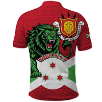 Personalized Burundi Polo Shirt Lion and Coat Of Arms - Flag Style