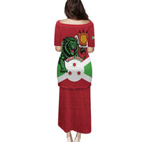 Personalized Burundi Puletasi Lion and Coat Of Arms - Flag Style