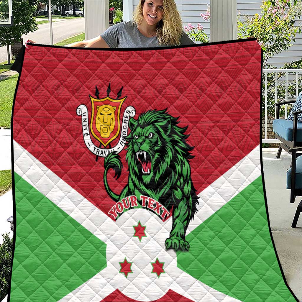 Personalized Burundi Quilt Lion and Coat Of Arms - Flag Style