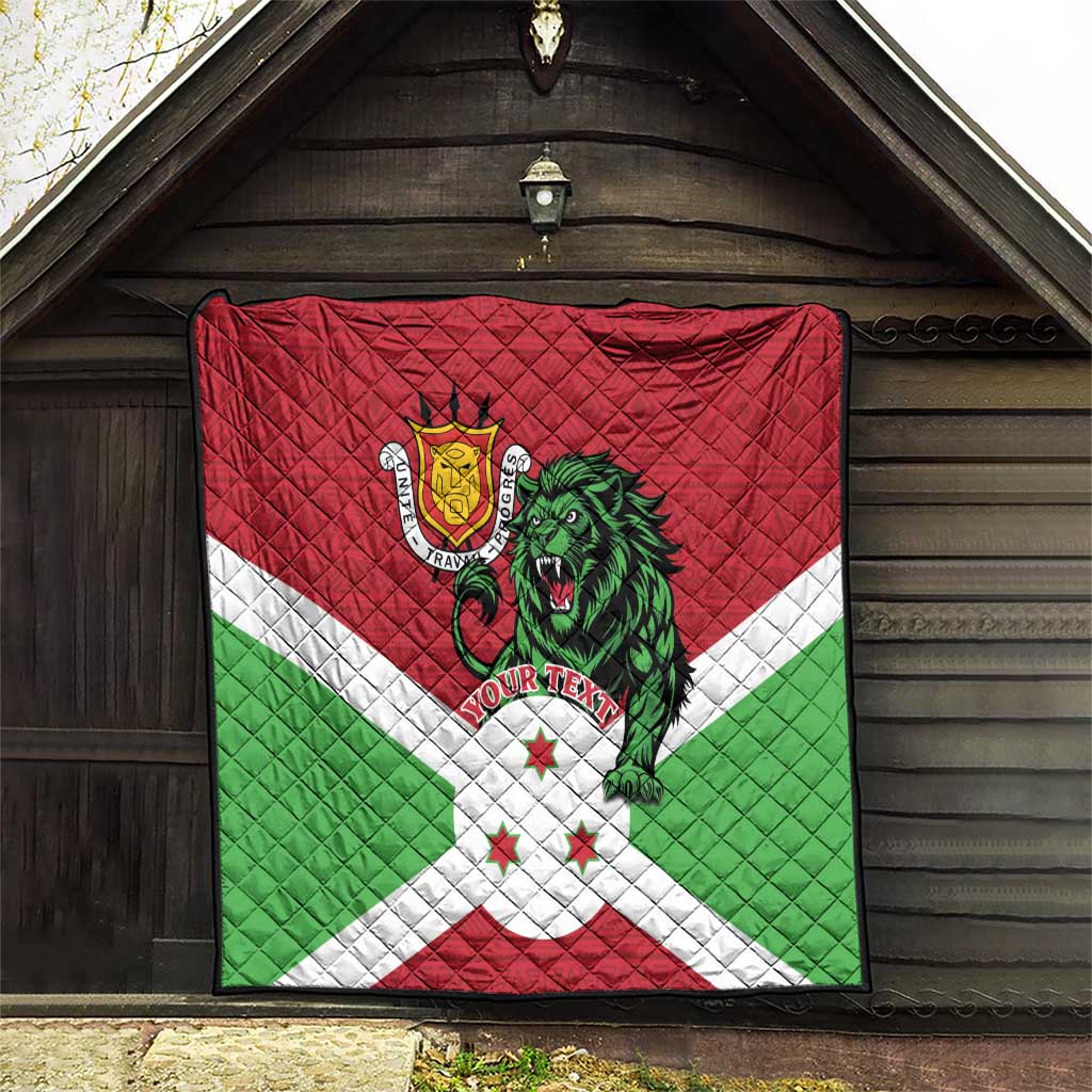 Personalized Burundi Quilt Lion and Coat Of Arms - Flag Style