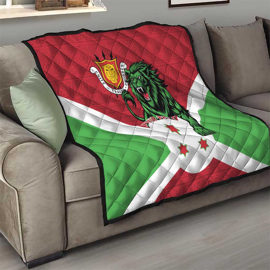 Personalized Burundi Quilt Lion and Coat Of Arms - Flag Style