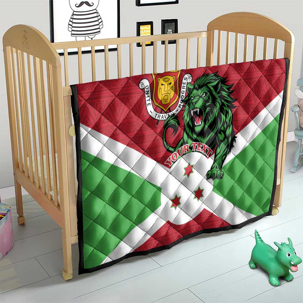 Personalized Burundi Quilt Lion and Coat Of Arms - Flag Style