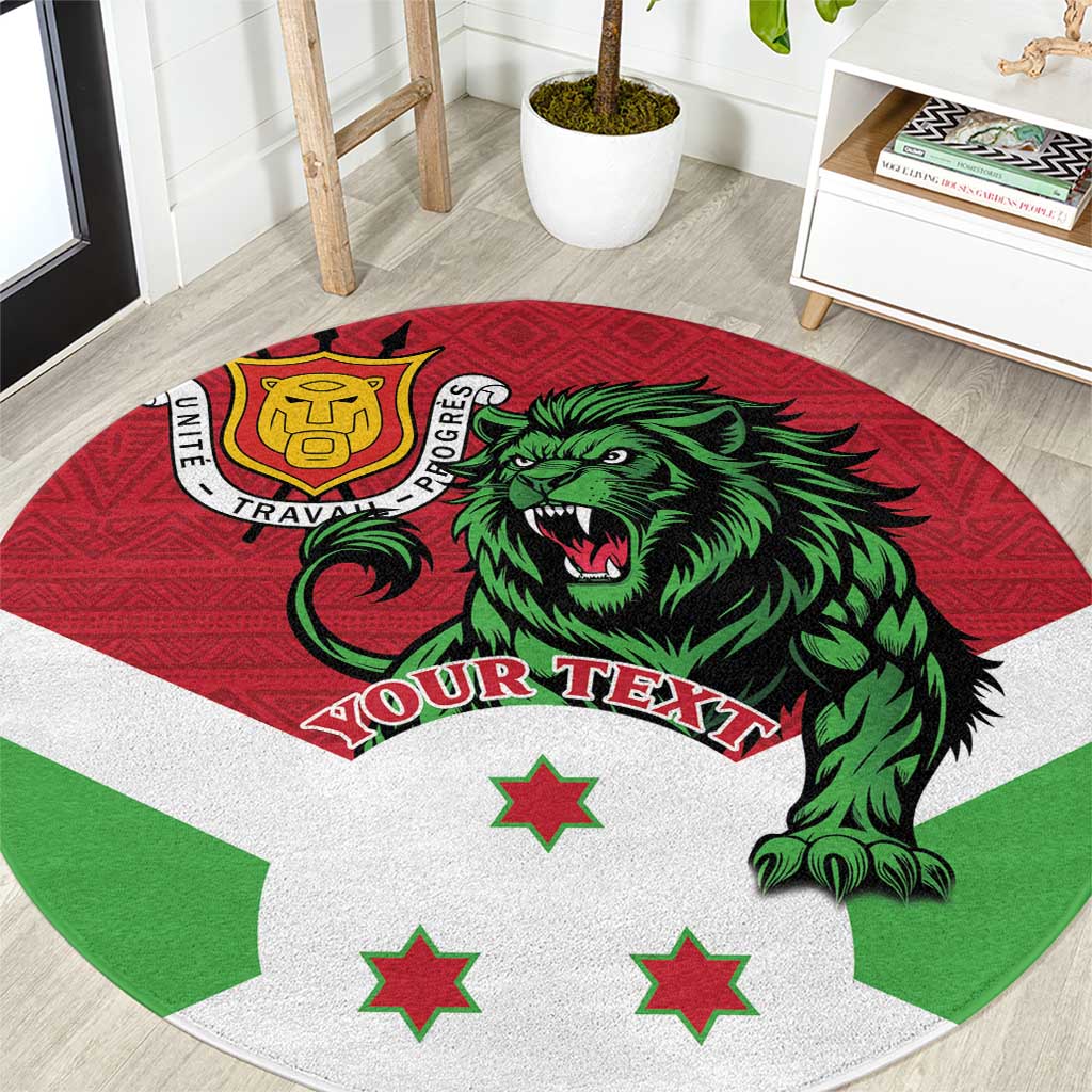 Personalized Burundi Round Carpet Lion and Coat Of Arms - Flag Style