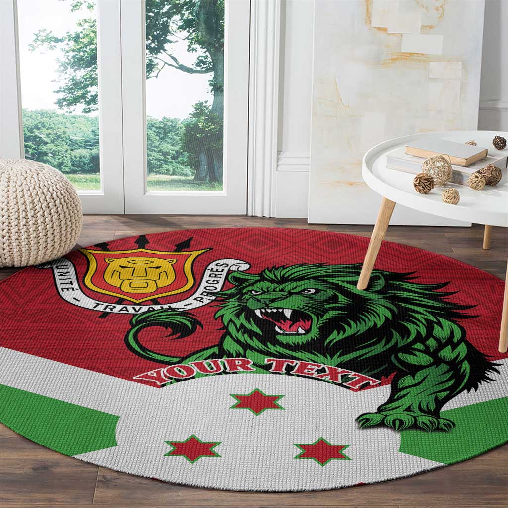 Personalized Burundi Round Carpet Lion and Coat Of Arms - Flag Style