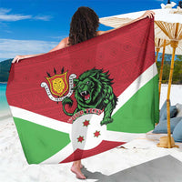 Personalized Burundi Sarong Lion and Coat Of Arms - Flag Style