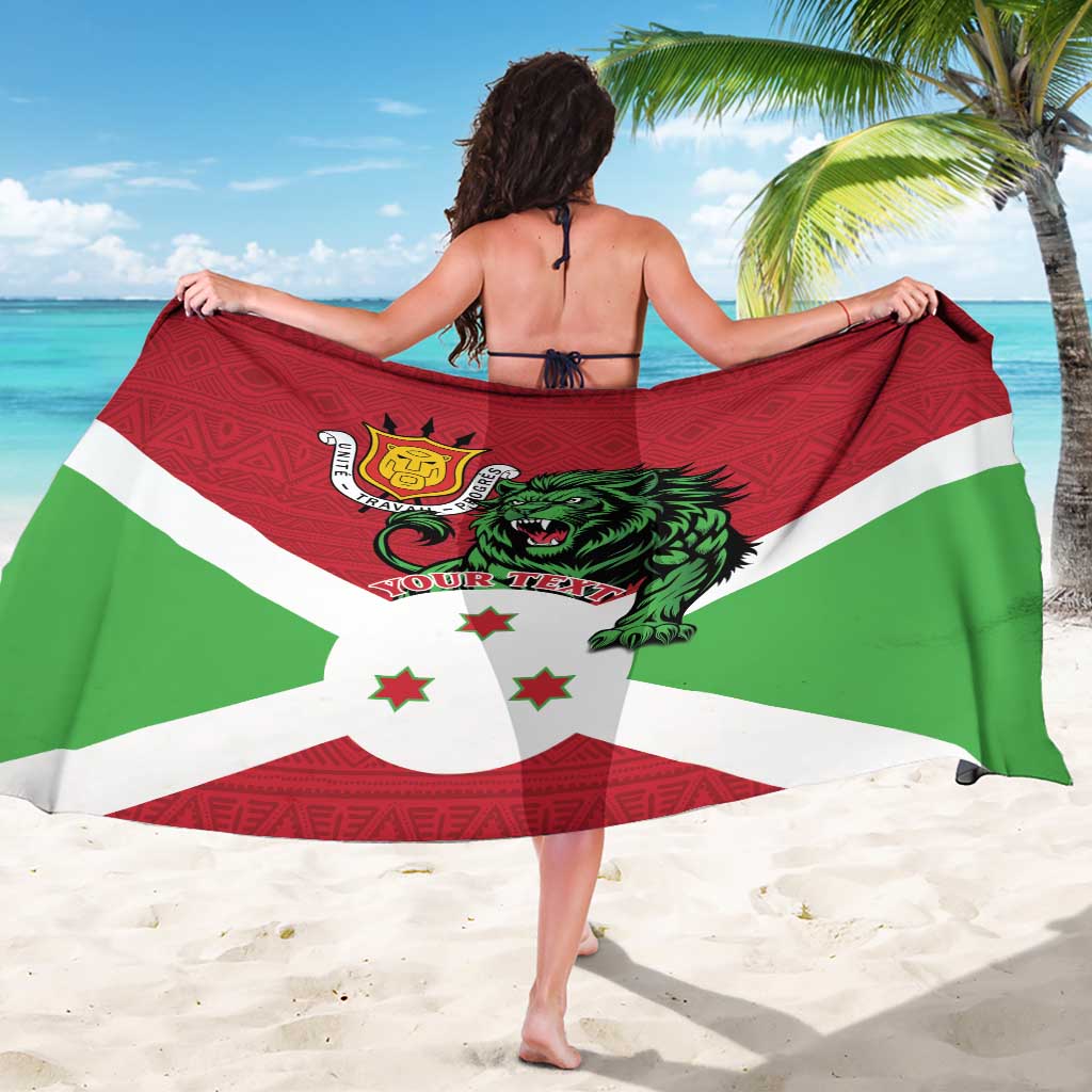 Personalized Burundi Sarong Lion and Coat Of Arms - Flag Style