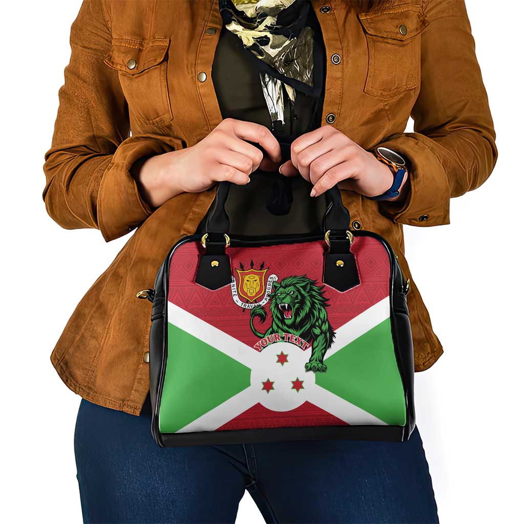 Personalized Burundi Shoulder Handbag Lion and Coat Of Arms - Flag Style