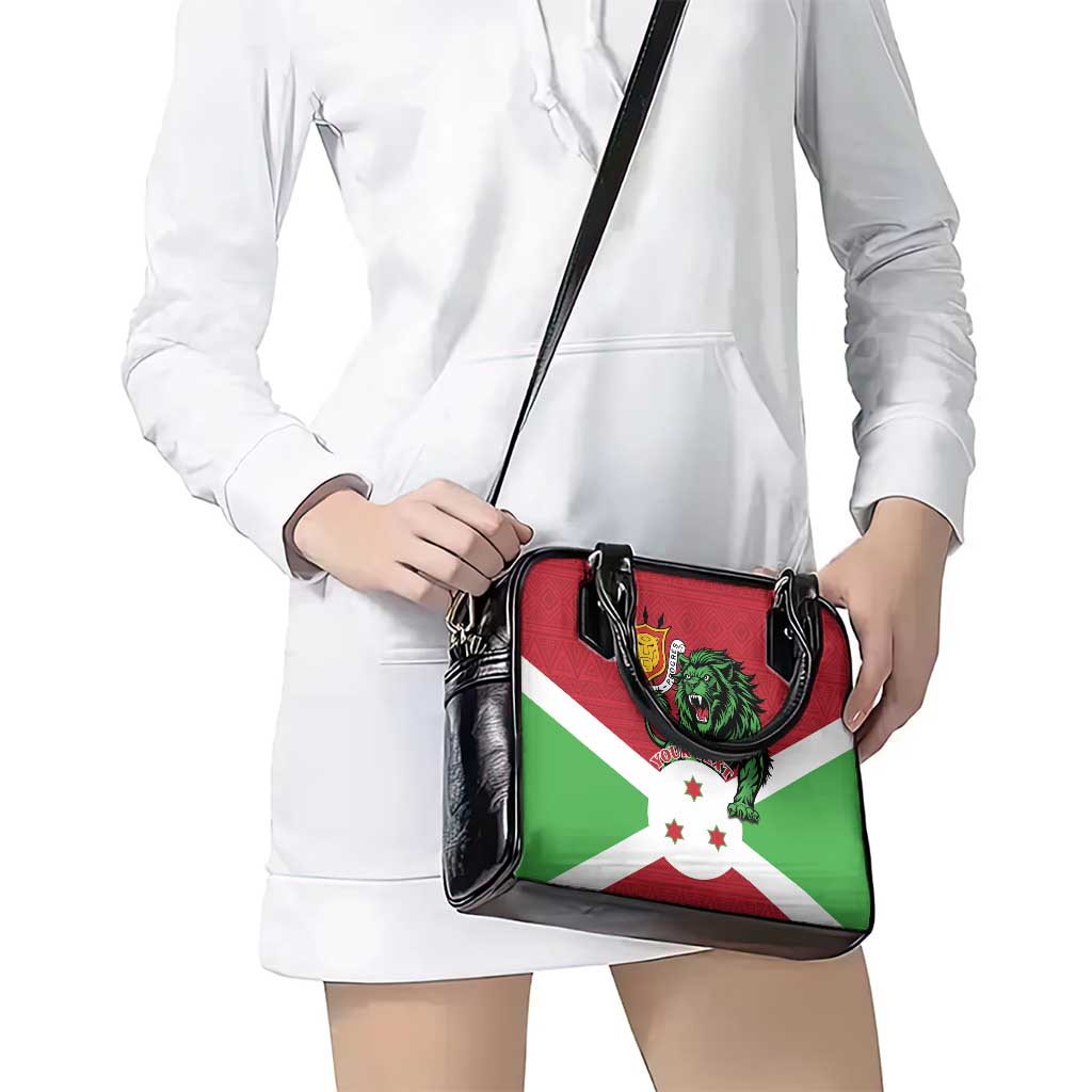 Personalized Burundi Shoulder Handbag Lion and Coat Of Arms - Flag Style