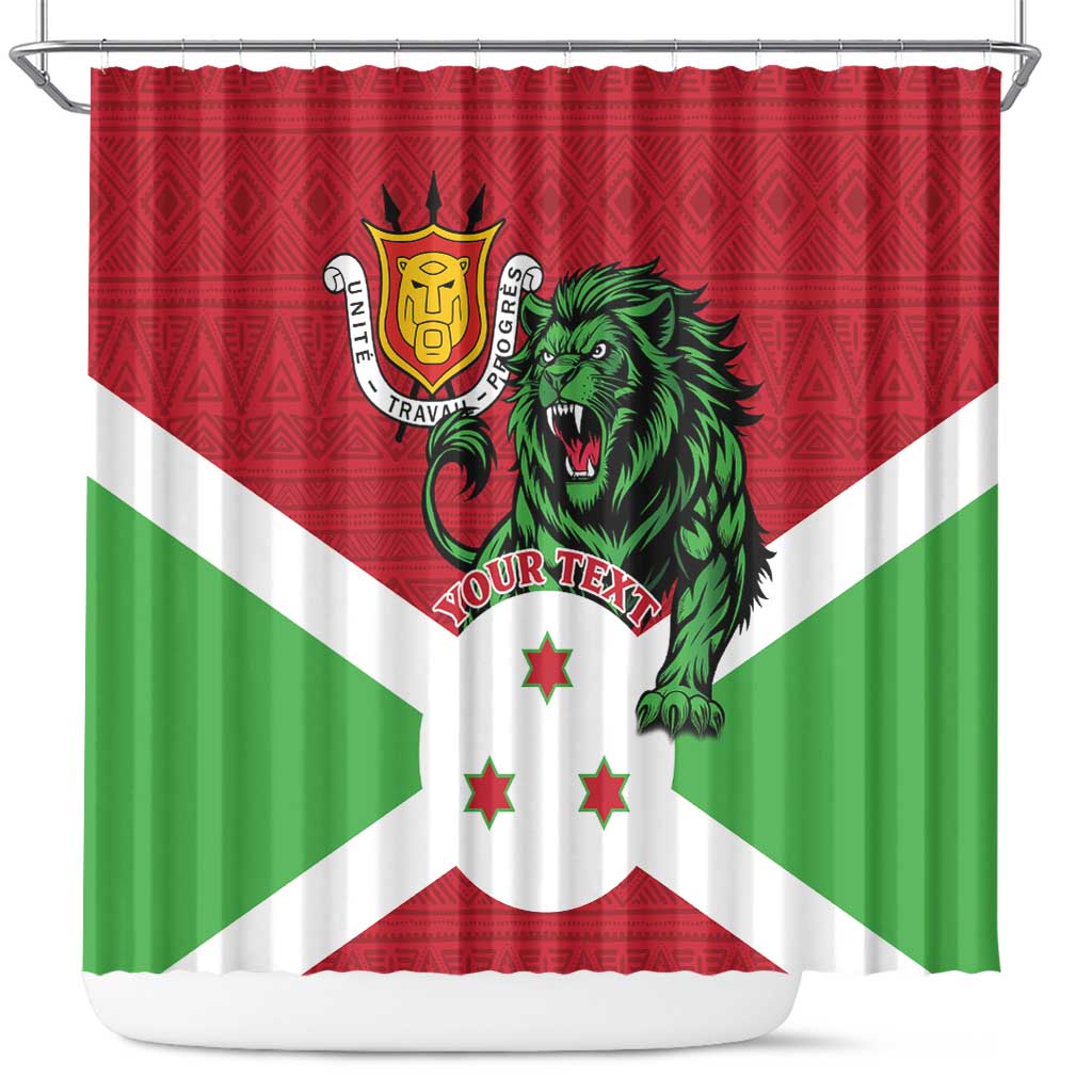 Personalized Burundi Shower Curtain Lion and Coat Of Arms - Flag Style