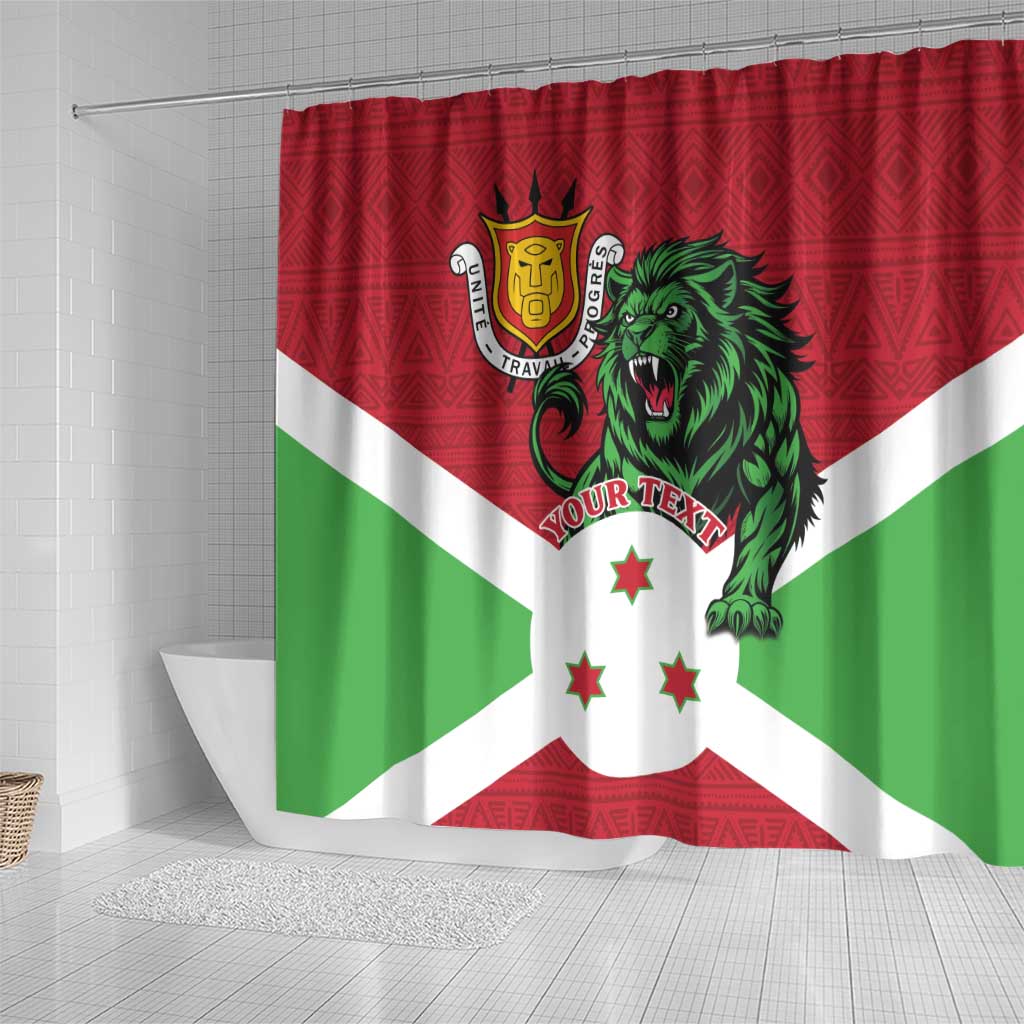 Personalized Burundi Shower Curtain Lion and Coat Of Arms - Flag Style