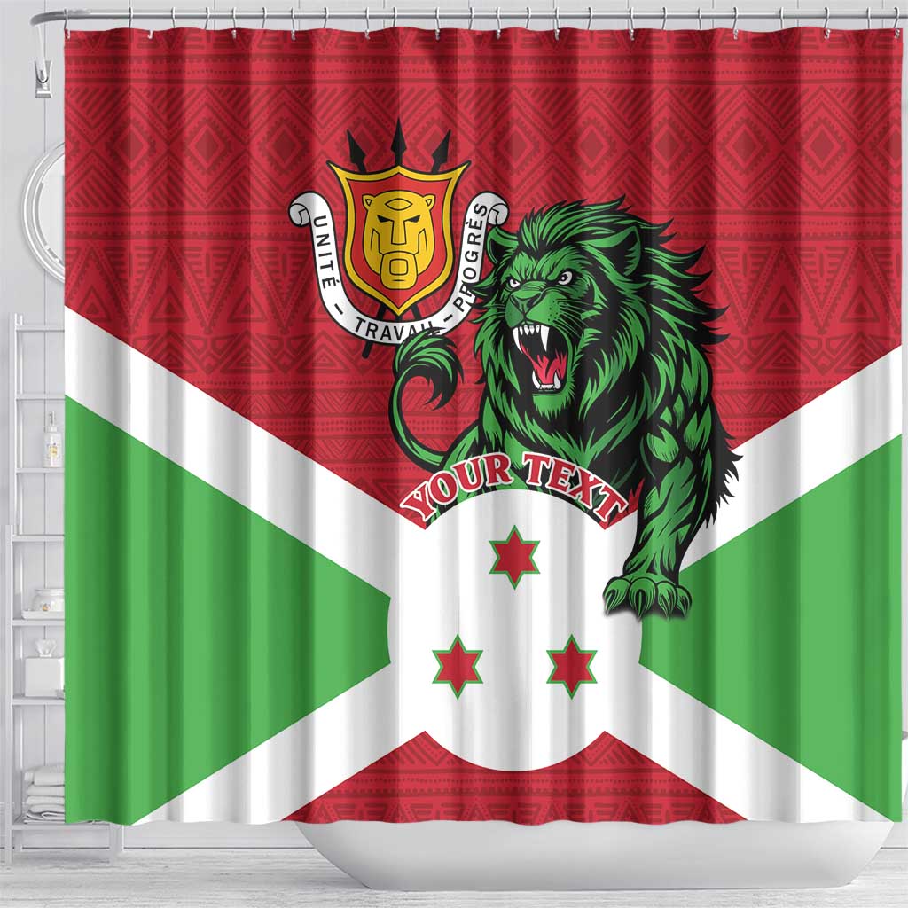 Personalized Burundi Shower Curtain Lion and Coat Of Arms - Flag Style