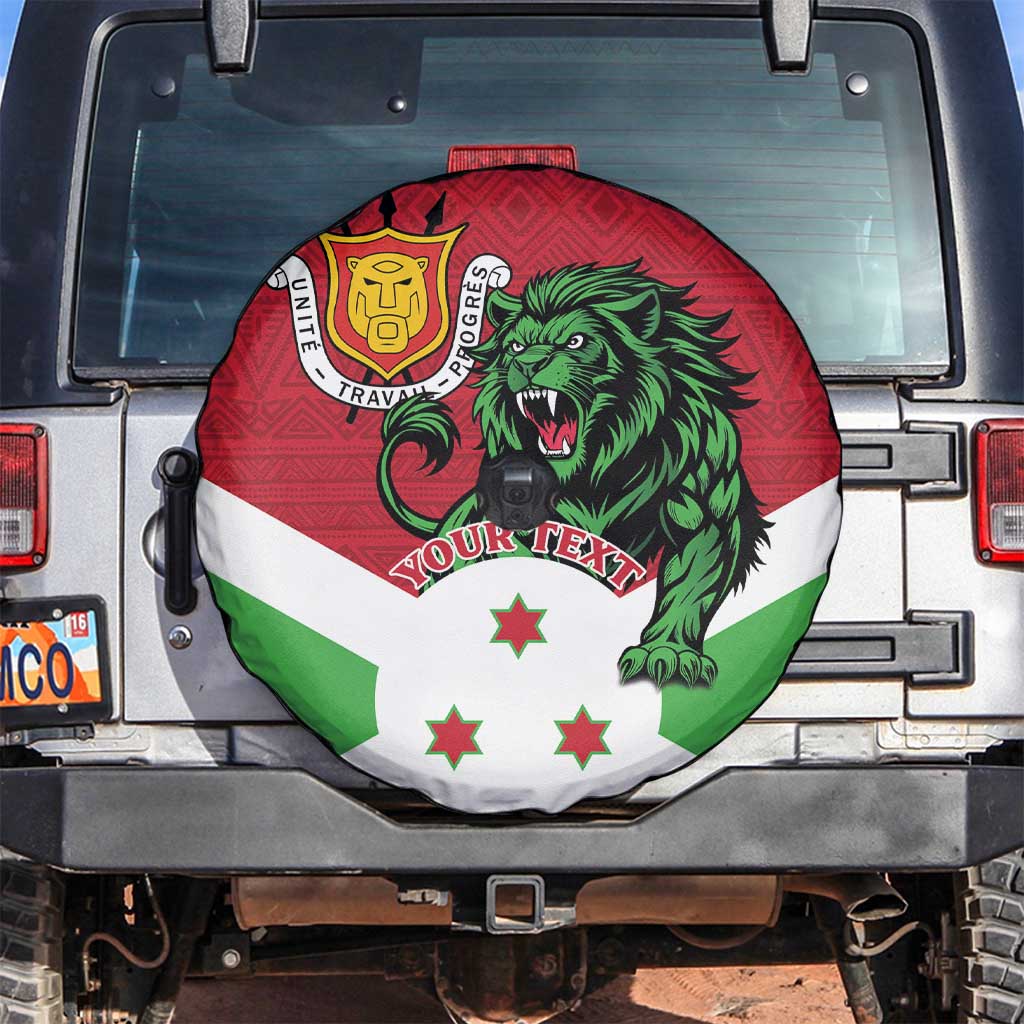 Personalized Burundi Spare Tire Cover Lion and Coat Of Arms - Flag Style