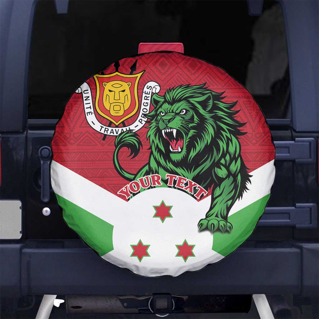 Personalized Burundi Spare Tire Cover Lion and Coat Of Arms - Flag Style