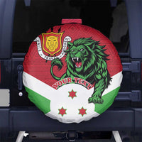 Personalized Burundi Spare Tire Cover Lion and Coat Of Arms - Flag Style