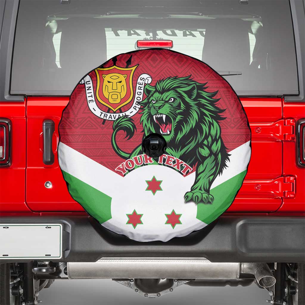 Personalized Burundi Spare Tire Cover Lion and Coat Of Arms - Flag Style