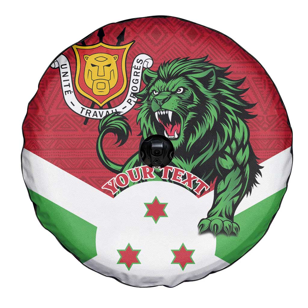 Personalized Burundi Spare Tire Cover Lion and Coat Of Arms - Flag Style
