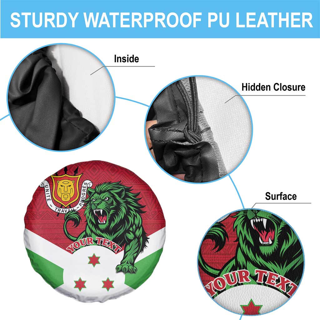 Personalized Burundi Spare Tire Cover Lion and Coat Of Arms - Flag Style