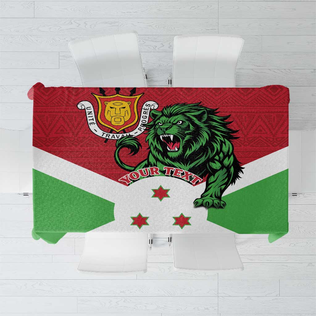 Personalized Burundi Tablecloth Lion and Coat Of Arms - Flag Style