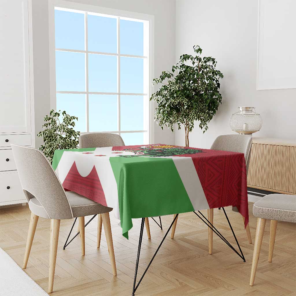 Personalized Burundi Tablecloth Lion and Coat Of Arms - Flag Style