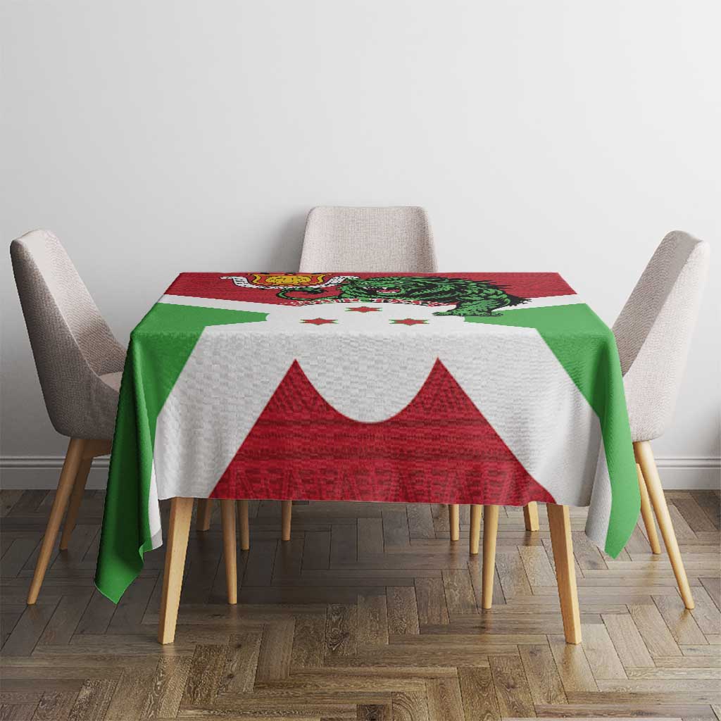Personalized Burundi Tablecloth Lion and Coat Of Arms - Flag Style