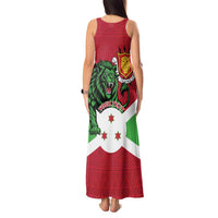 Personalized Burundi Tank Maxi Dress Lion and Coat Of Arms - Flag Style