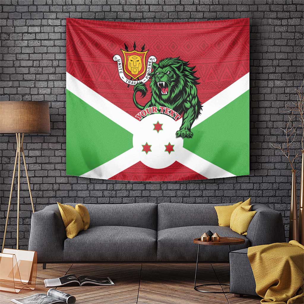 Personalized Burundi Tapestry Lion and Coat Of Arms - Flag Style