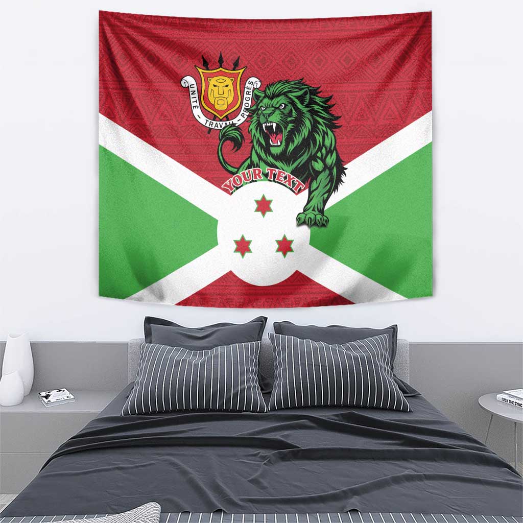 Personalized Burundi Tapestry Lion and Coat Of Arms - Flag Style