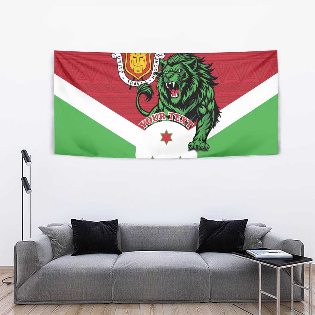Personalized Burundi Tapestry Lion and Coat Of Arms - Flag Style