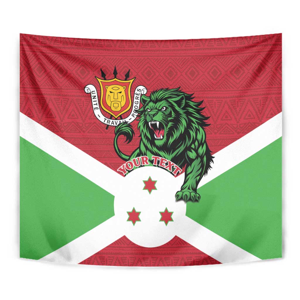 Personalized Burundi Tapestry Lion and Coat Of Arms - Flag Style
