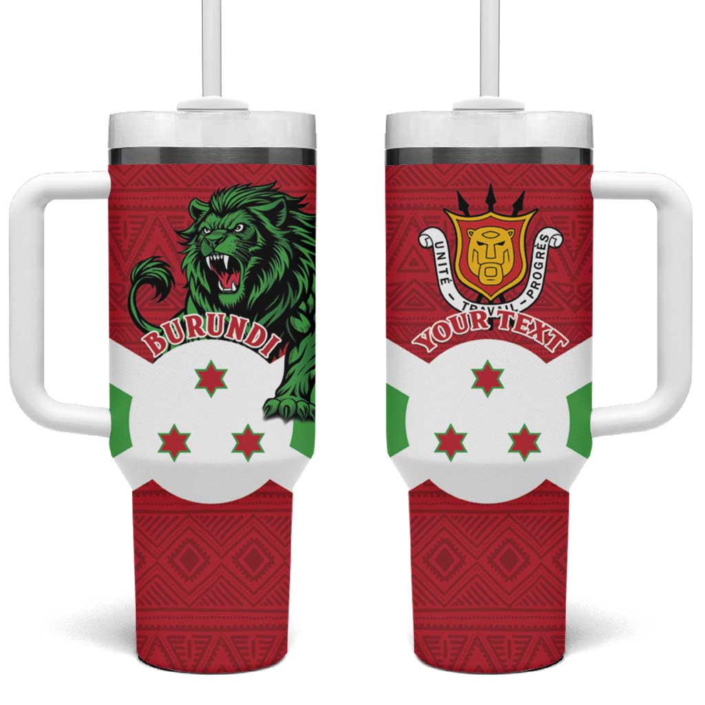 Personalized Burundi Tumbler With Handle Lion and Coat Of Arms - Flag Style