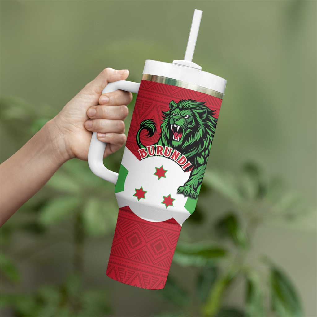 Personalized Burundi Tumbler With Handle Lion and Coat Of Arms - Flag Style