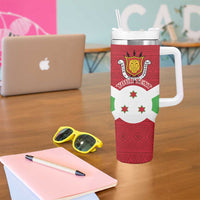 Personalized Burundi Tumbler With Handle Lion and Coat Of Arms - Flag Style