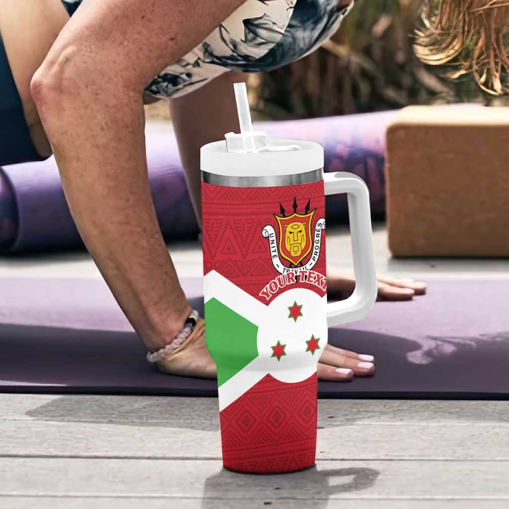 Personalized Burundi Tumbler With Handle Lion and Coat Of Arms - Flag Style
