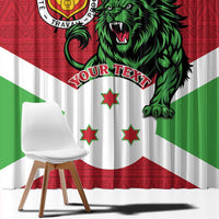 Personalized Burundi Window Curtain Lion and Coat Of Arms - Flag Style